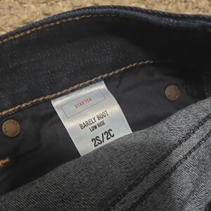 EXPRESS woman's Barely Boot Low Rise Jeans - Dark Blue